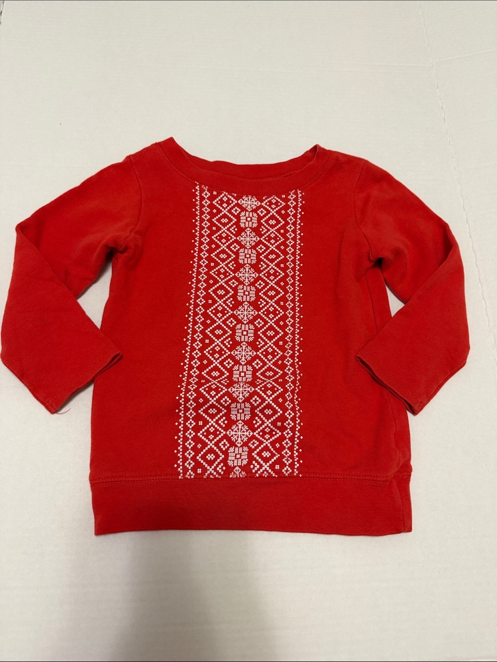 Carter's Red Crewneck Sweater with White Fair Isle Panel